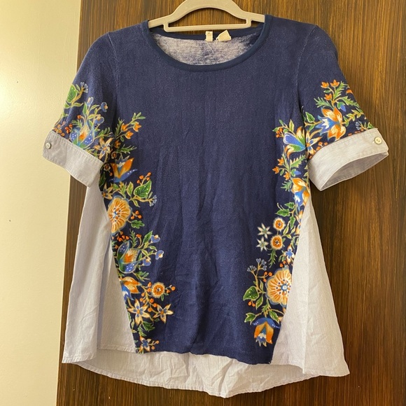 Moth Anthropologie Embroidered Oversized Floral Top (12) - Picture 6 of 7